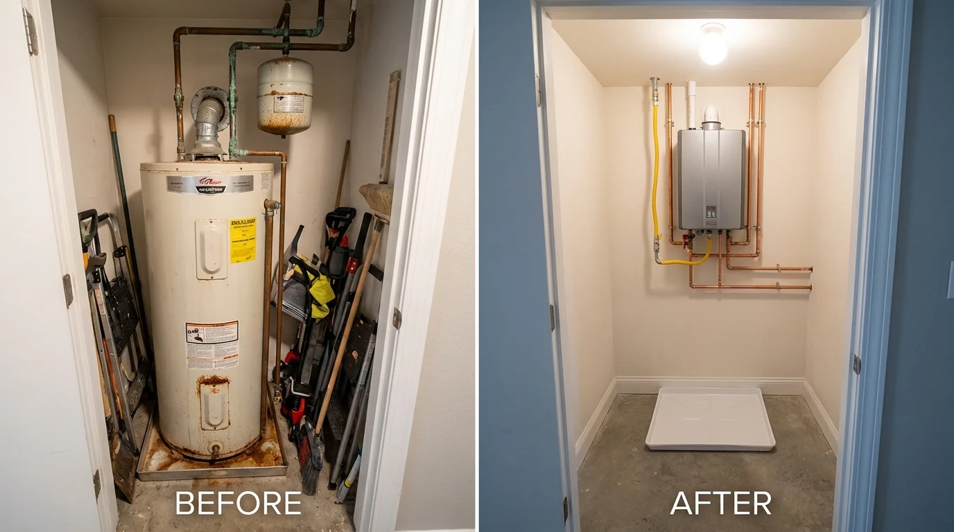 Tank water heater versus wall-mounted tankless unit comparison for Tenafly, NJ homeowners